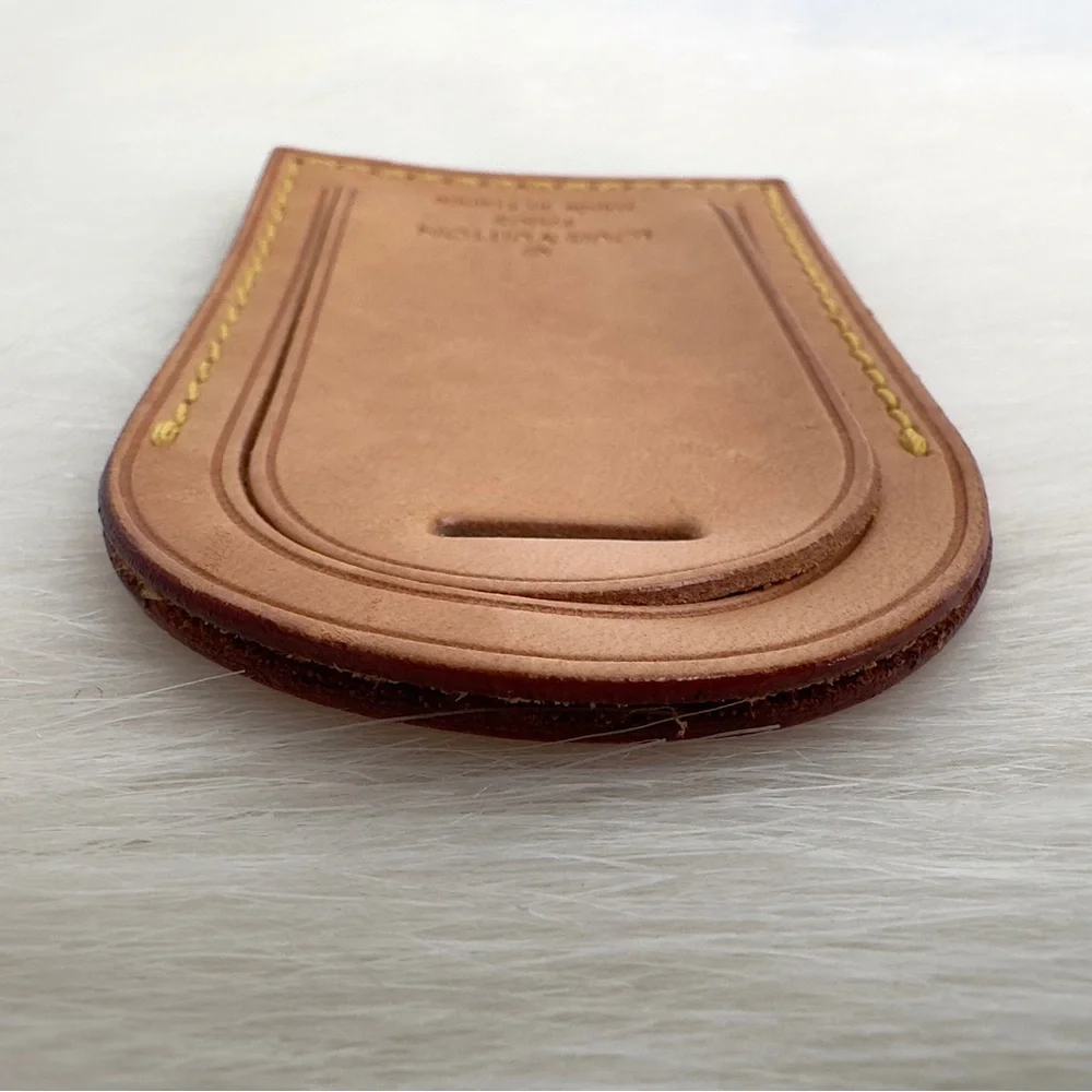 ✨Authentic LOUIS VUITTON Vachetta Leather Luggage Tag With Looping Strap Holder - Picture 7 of 16